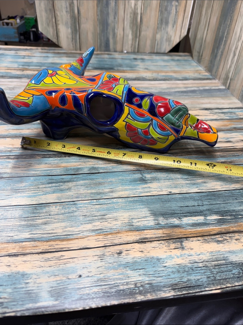 ⭐️Talavera pottery hand crafted cow head decoration. EUC. 12”x13”x4” - Picture 7 of 10